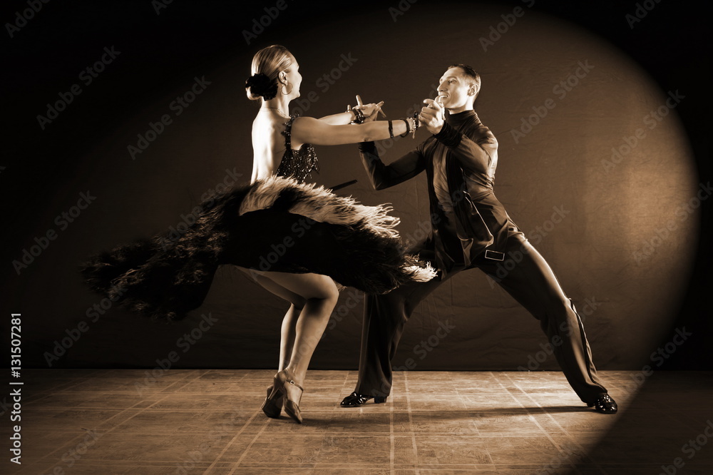 dancers in ballroom isolated on black background dancers in ballroom isolated on black background