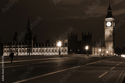 Famous and Beautiful night view to Big Ben and Houses of Parliam