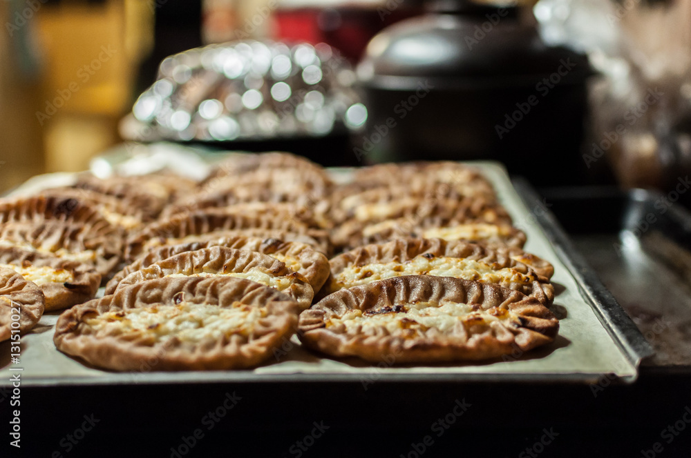 Karelian Pastries on oven shelf Karelian Pastries on oven shelf