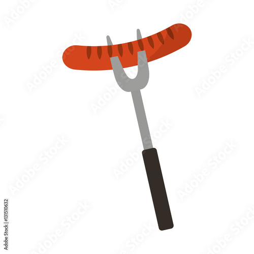 Roasting utensil with meat icon vector illustration design