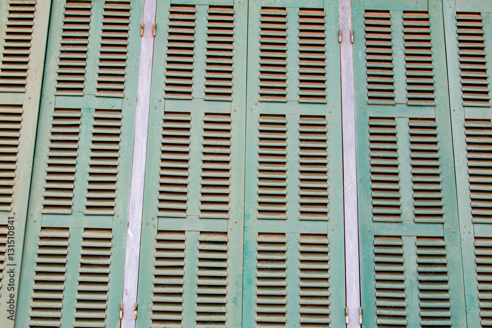Green retro window. Old architectural element. Vibrant colors. Green retro window. Old architectural element. Vibrant colors.