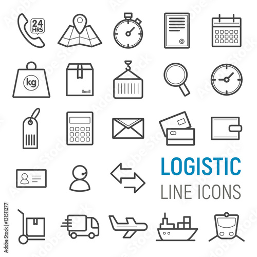 Logistic icons set. Flat illustration style