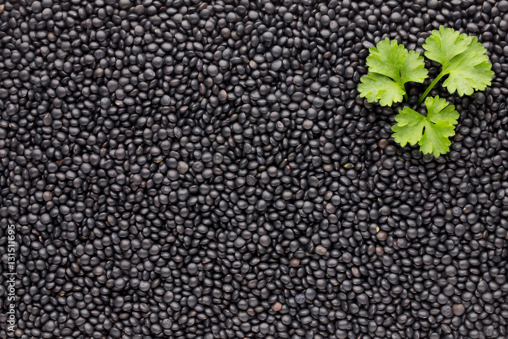 Food and cookery background of healthy dried black lentils. Food and cookery background of healthy dried black lentils.