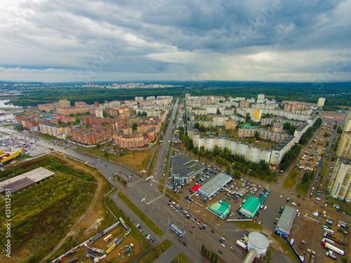 City under overcast skies. It is going to rain. © timursalikhov
