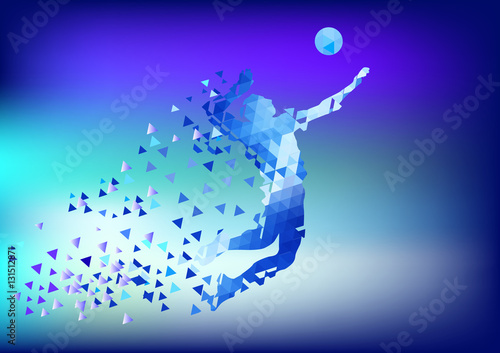 Illustration of abstract triangle volleyball player silhouette