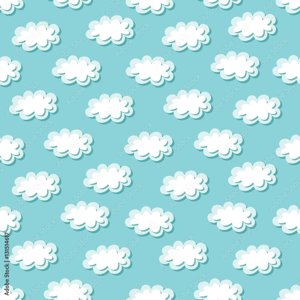 Simple clouds pattern. Seamless cute background. Kids wallpaper. Vector illustration. Simple clouds pattern. Seamless cute background. Kids wallpaper. Vector illustration.
