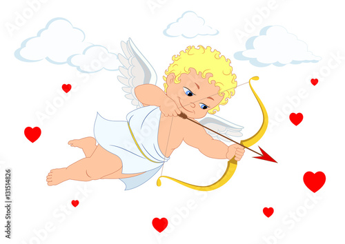 The cupid and heart for Valentine's Day or weddings