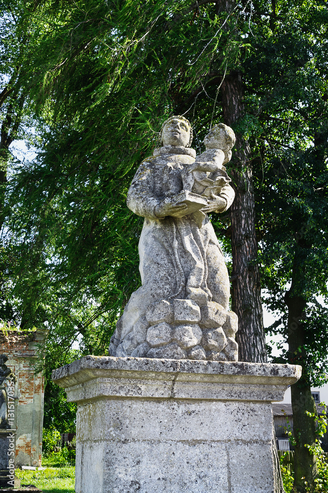 statue of a saint near the Catholic Church of Exaltation of the Holy. Joseph, the 18th century in Ukraine
