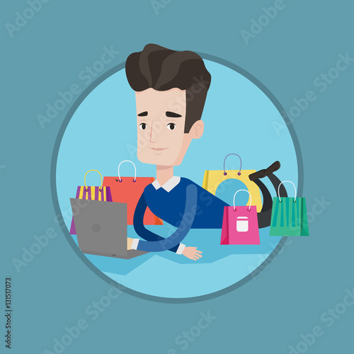 Man shopping online vector illustration.