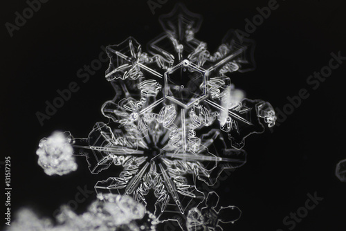 Extreme closeup of natural snowflakes