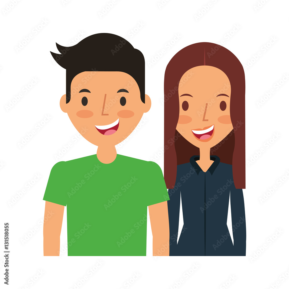young couple happy icon vector illustration design