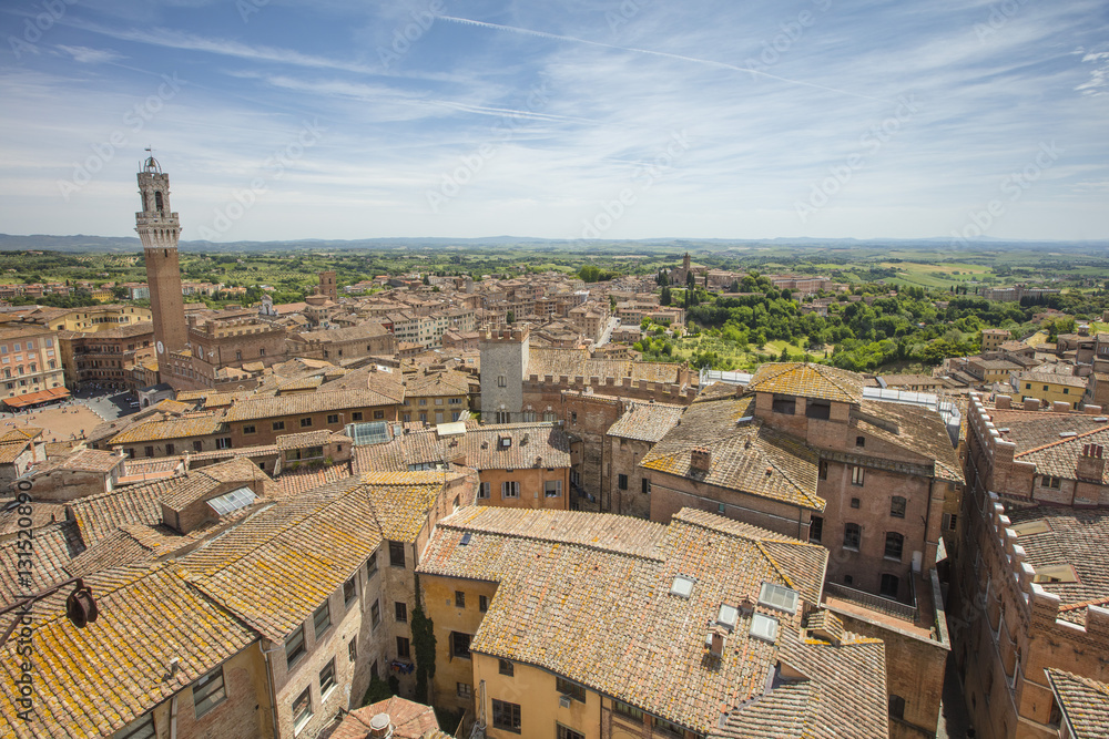 wide view to the old city in Tuscany