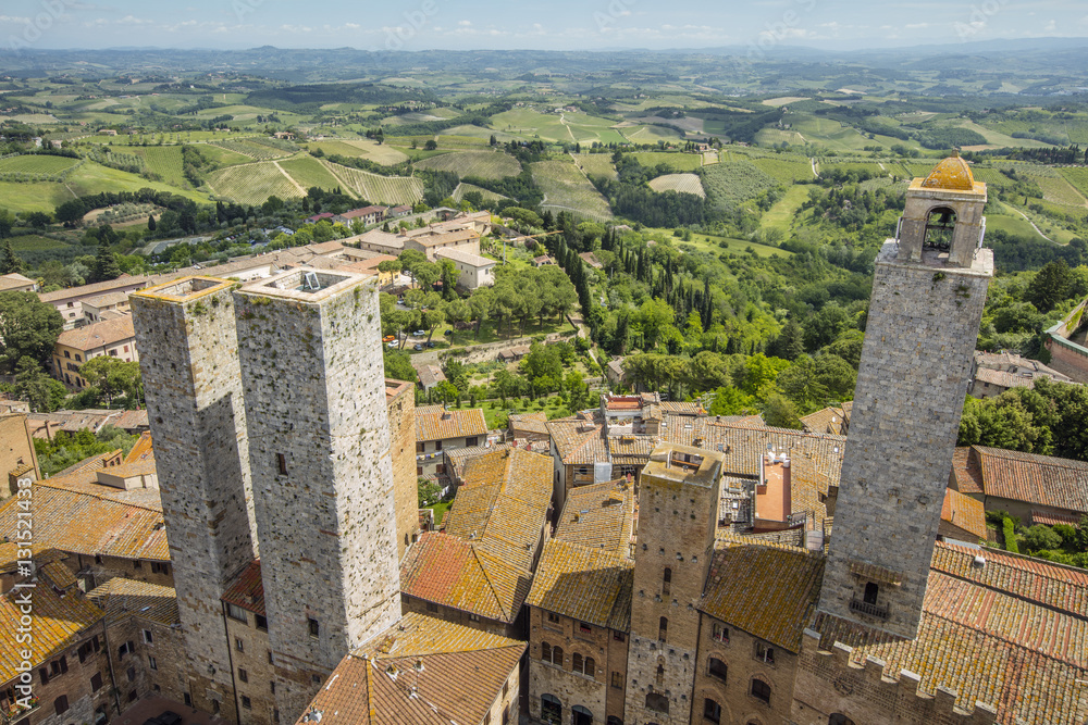 three old towers in Tuscany city