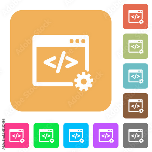 Web development rounded square flat icons