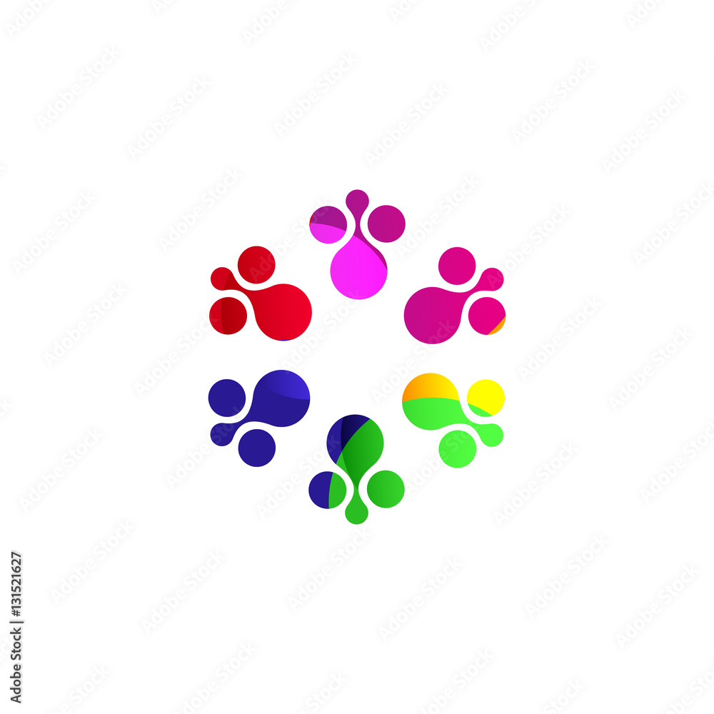 Digital colorful isolated circle logo template. Stylized abstract snowflake, flower or sun vector illustration. Polka dots round sign. Digital colorful isolated circle logo template. Stylized abstract snowflake, flower or sun vector illustration. Polka dots round sign.