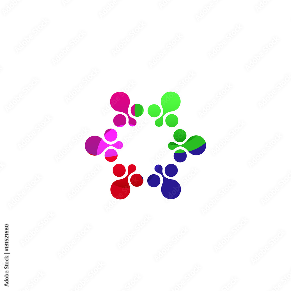 Digital colorful isolated circle logo template. Stylized abstract snowflake, flower or sun vector illustration. Polka dots round sign. Digital colorful isolated circle logo template. Stylized abstract snowflake, flower or sun vector illustration. Polka dots round sign.