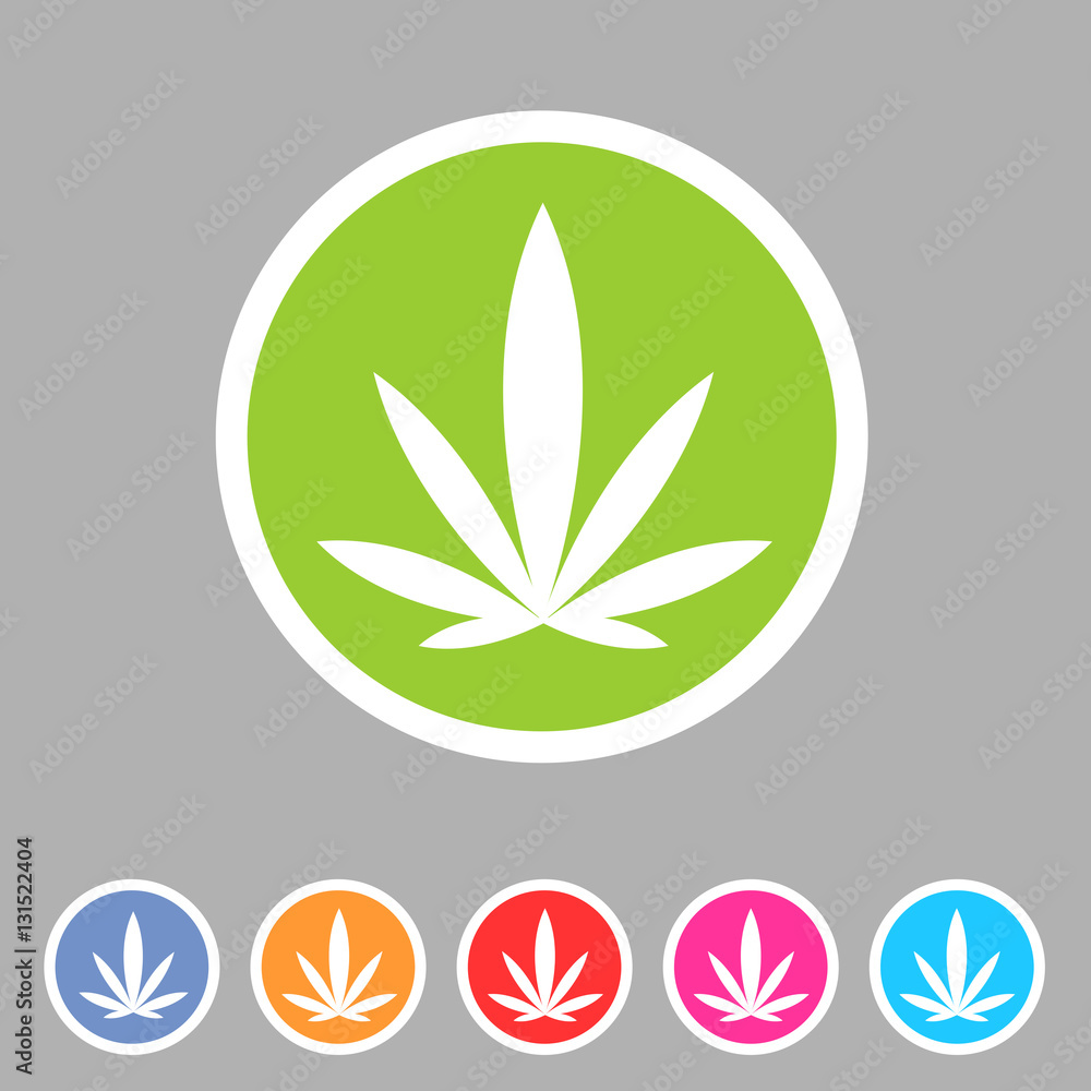 marijuana cannabis icon flat web sign symbol logo label set