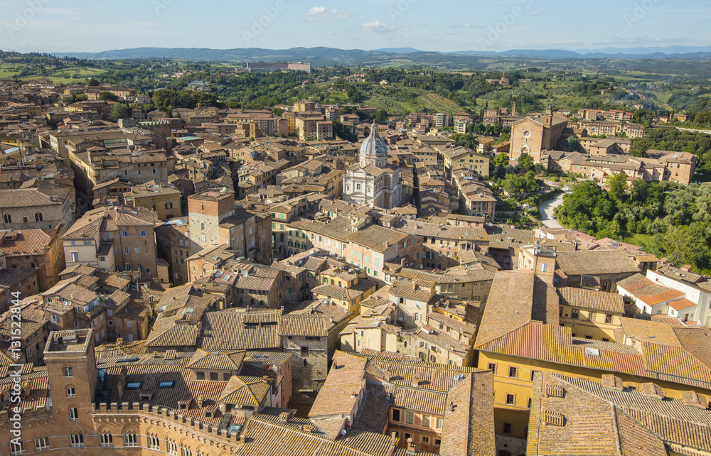 old city in Tuscany in aerial view