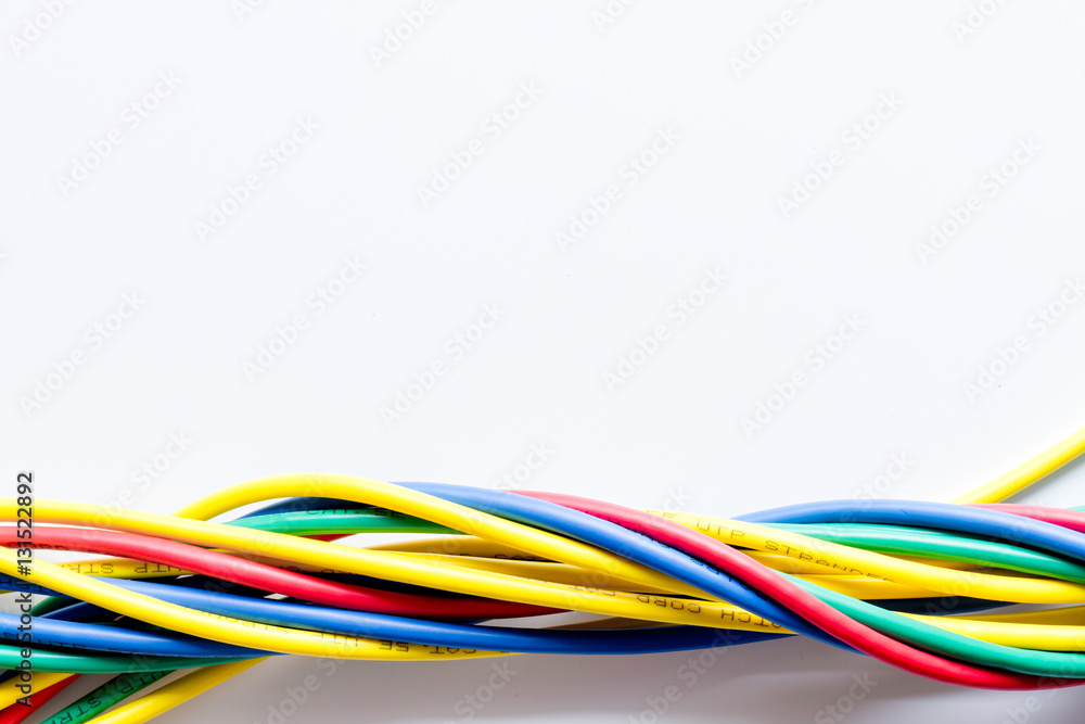 concept network internet cable on white background top view concept network internet cable on white background top view