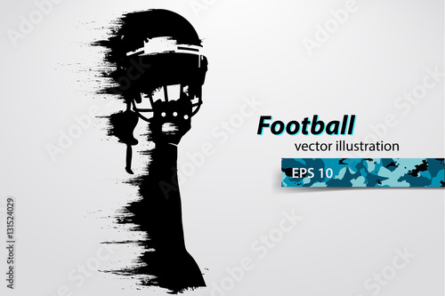 silhouette of a football player. Rugby. American footballer. Vector illustration