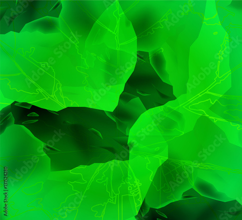 Abstract background. Leaf veins. Stone cubes. Neon green  tones.