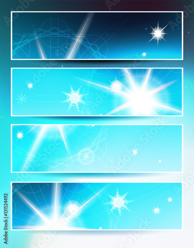 Set of four banners. Winter and hi-tech thematic.