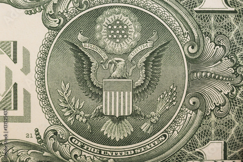 Εκτύπωση καμβά A one dollar bill close up, showing the eagle on the great seal of the United St