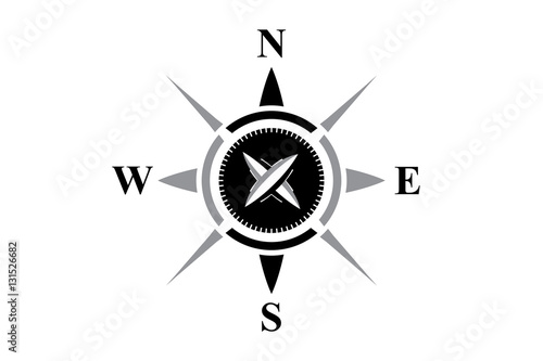 Black compass isolated on white