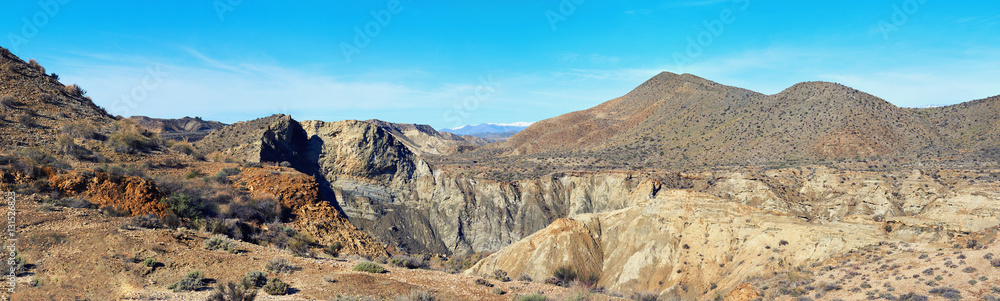 Panorama of Tabernas Desert in Spain