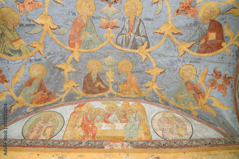 Fototapeta premium Old frescoes in Kirillo-Belozersky monastery.
