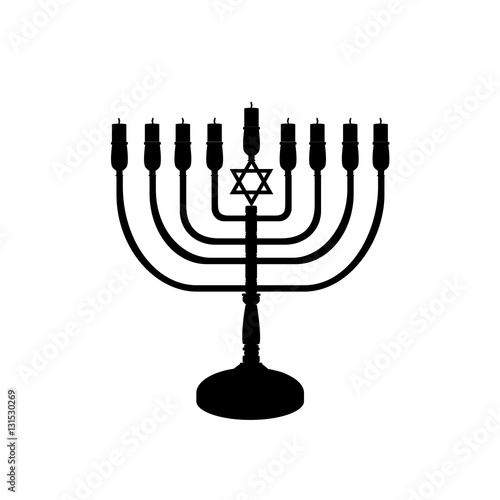 eps 10 vector Hanukkah menorah or Hanukkiah isolated on white background. Unique candelabrum, the nine-branched menorah for Jewish religious holiday Hanukkah or Festival of Lights, Feast of Dedication