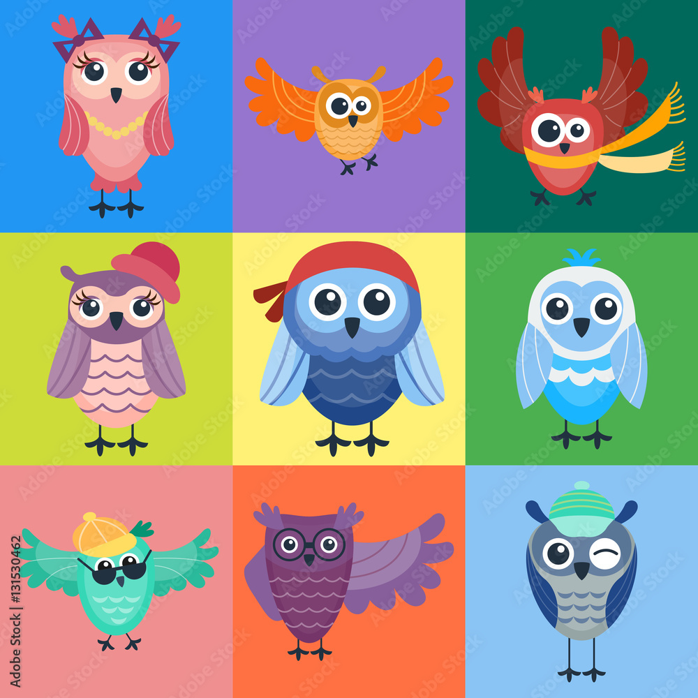 Fototapeta premium Cartoon owl vector isolated