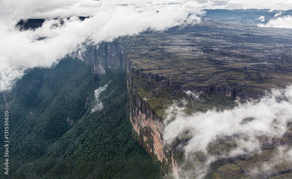 The view from the plane of the tepuy in Canaima National Park - Venezuela, South America