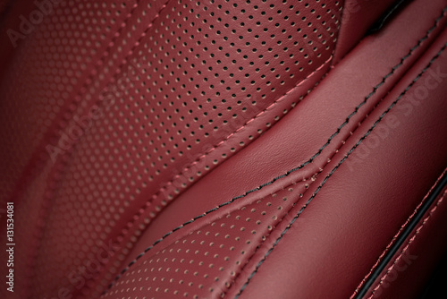 Car leather seat part. Macro.