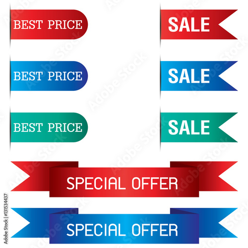 Tab Banner and Special Offer of ribbon design isolated on background.