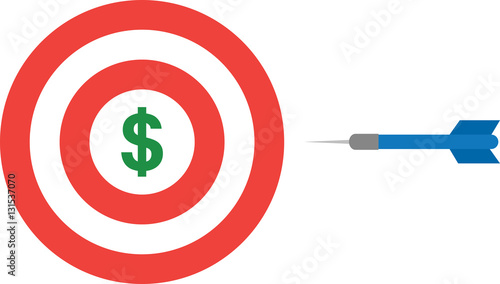 Bullseye with dollar and dart