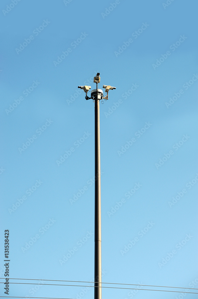 security cameras on the high pole monitoring traffic situation security cameras on the high pole monitoring traffic situation