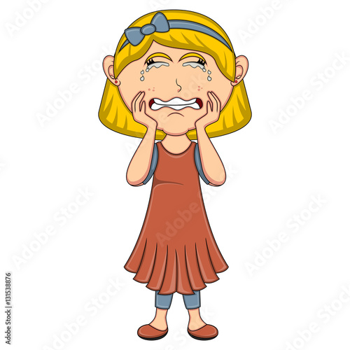 Crying girl cartoon