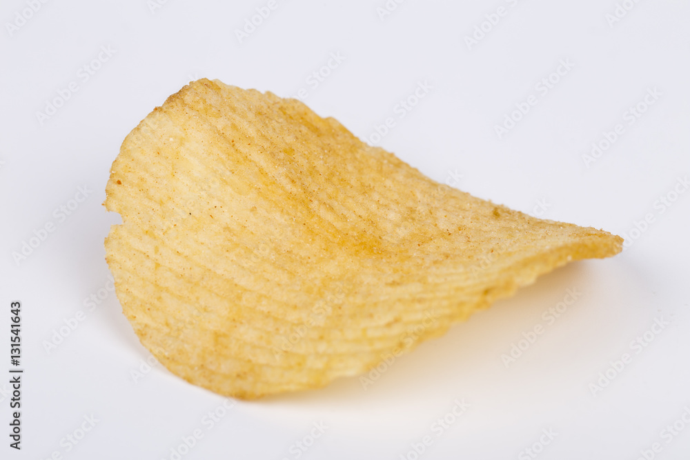 Potato Chip Isolated on white.Close-up image. Potato Chip Isolated on white.Close-up image.