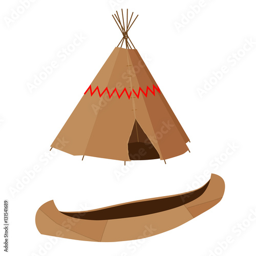 Brown canoe and wigwam