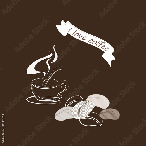 cup of coffee, coffee beans