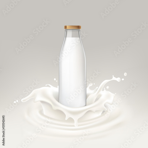 Vector illustration bottle full of milk