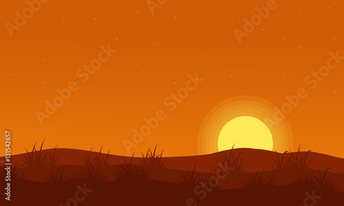 Grass on the hill orang background