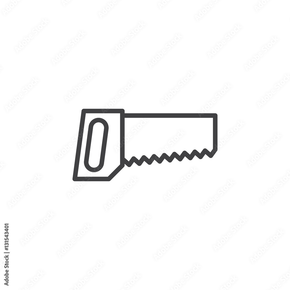Handsaw line icon, outline vector sign, linear pictogram isolated on white. Symbol, logo illustration Handsaw line icon, outline vector sign, linear pictogram isolated on white. Symbol, logo illustration