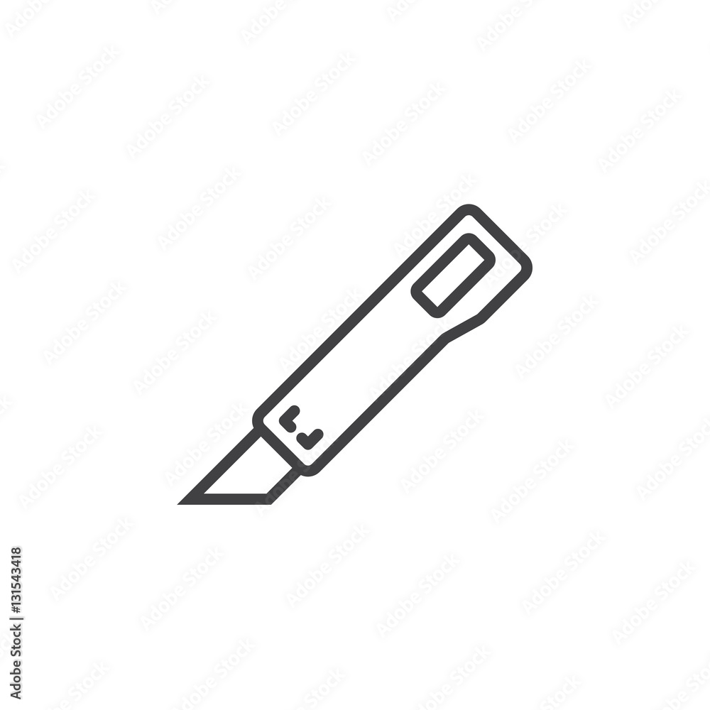 Utility knife line icon, outline vector sign, linear pictogram isolated on white. Symbol, logo illustration Utility knife line icon, outline vector sign, linear pictogram isolated on white. Symbol, logo illustration