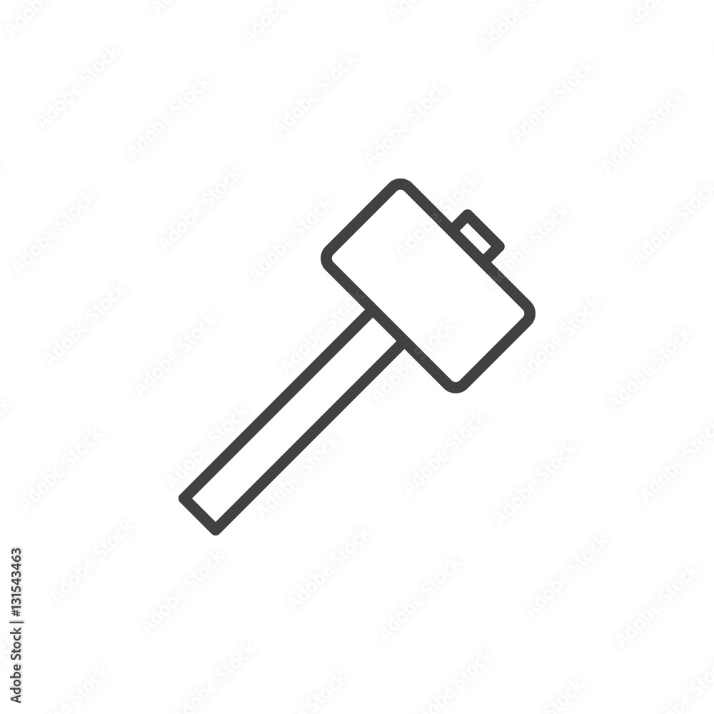 Wooden mallet, hammer line icon, outline vector sign, linear pictogram isolated on white. Symbol, logo illustration Wooden mallet, hammer line icon, outline vector sign, linear pictogram isolated on white. Symbol, logo illustration