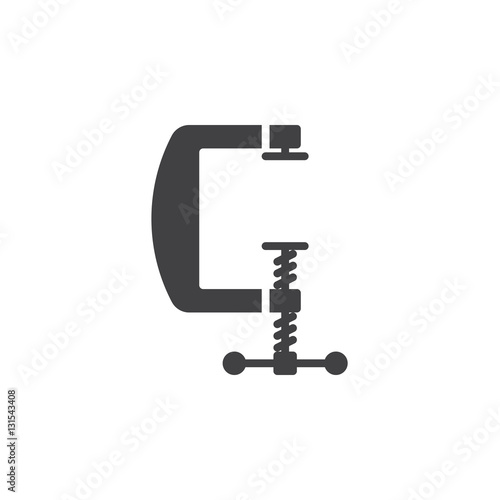 C clamp icon vector, filled flat sign, solid pictogram isolated on white. Compress symbol, logo illustration