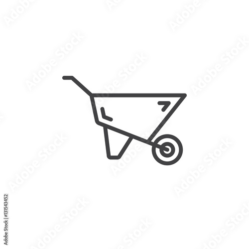 Wheelbarrow line icon, outline vector sign, linear pictogram isolated on white. Symbol, logo illustration
