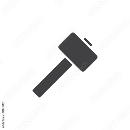 Wooden mallet, hammer icon vector, filled flat sign, solid pictogram isolated on white. Symbol, logo illustration