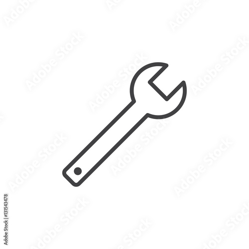 Wrench, spanner line icon, outline vector sign, linear pictogram isolated on white. Symbol, logo illustration
